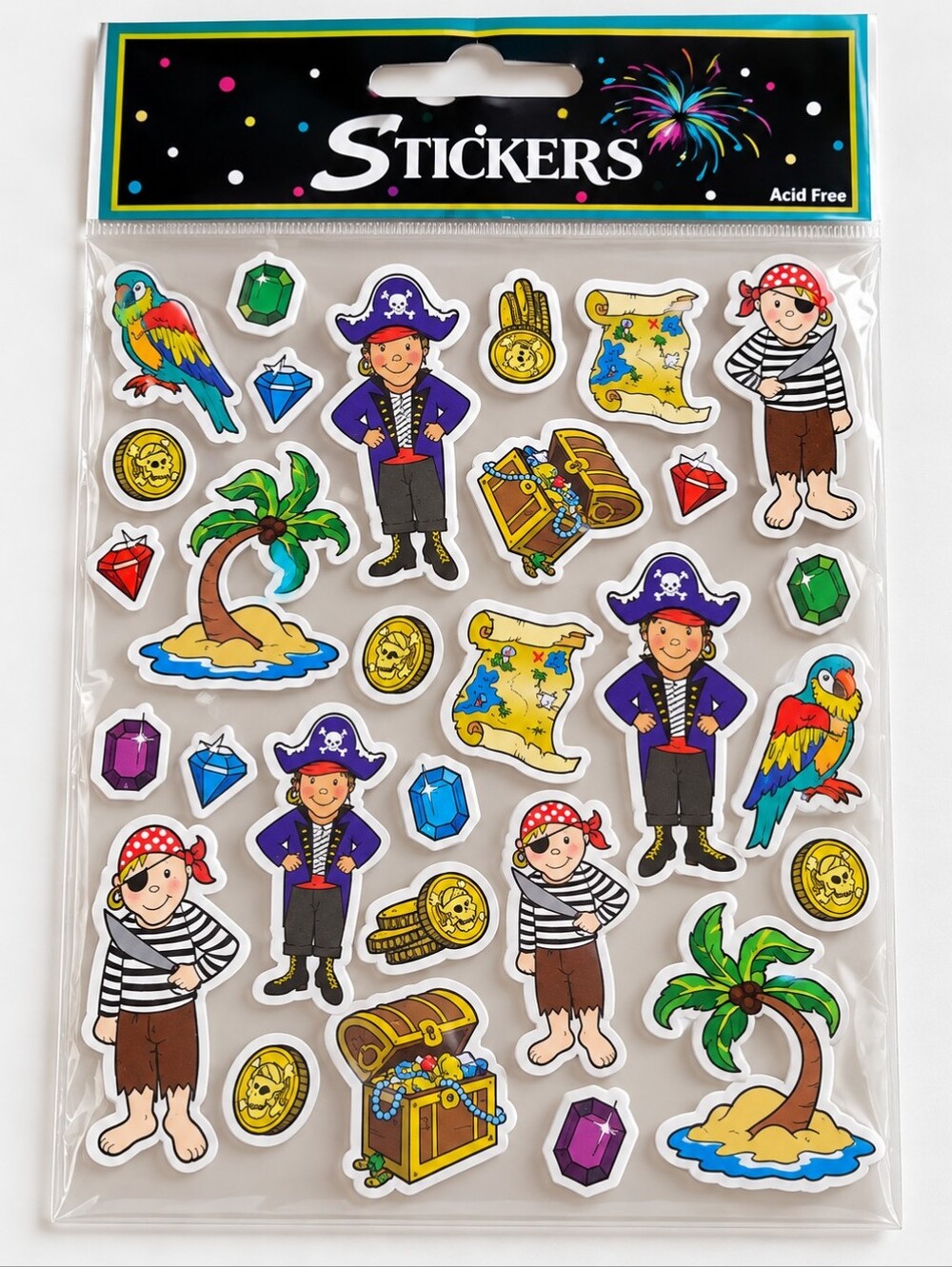 Discontinued Pirate Treasure Stickers 3D Scrapbook Pirates Parrot Treasure Chest